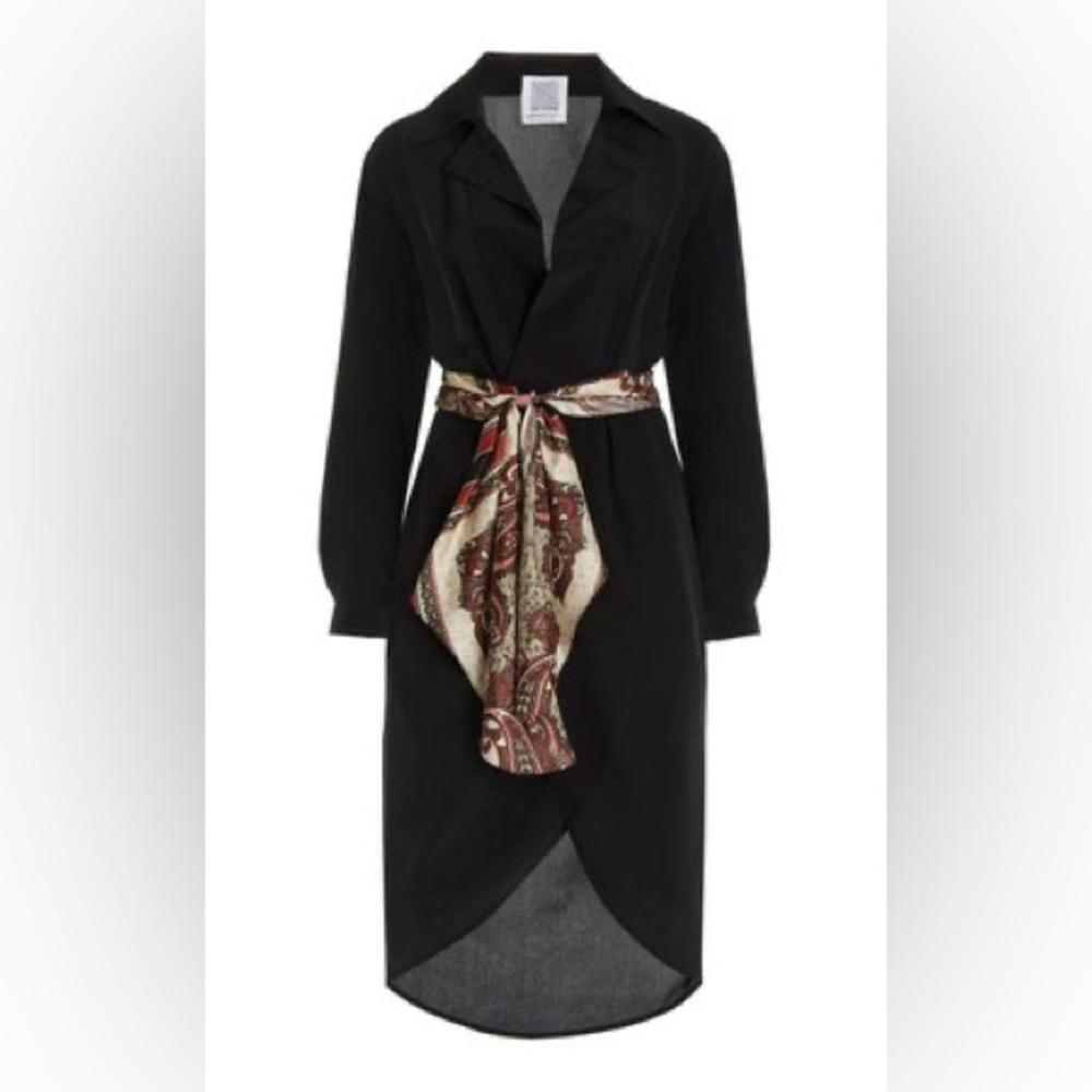 Black silk collared dress
